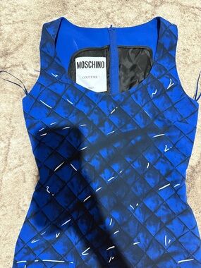 Moschino Blue and Black Graphic Sleeveless Dress